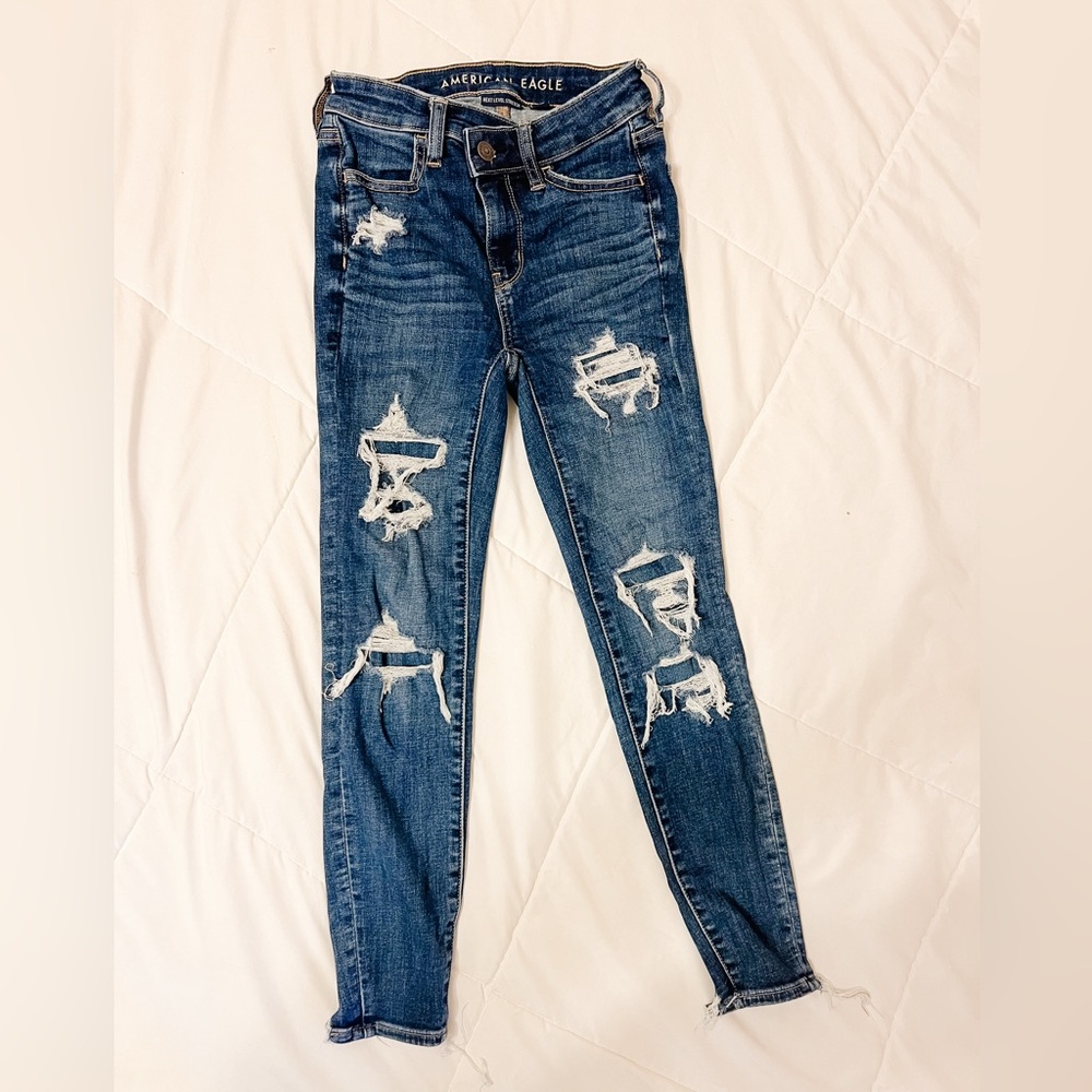 American Eagle Outfitters Ripped Blue Skinny Jeans